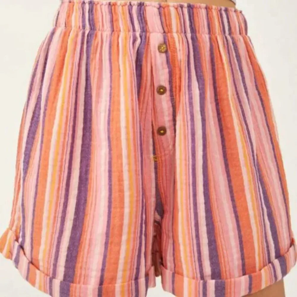 NWT Free People XS Sunday Morning Boxer Shorts in Pink Stripe NEW - Picture 6 of 11